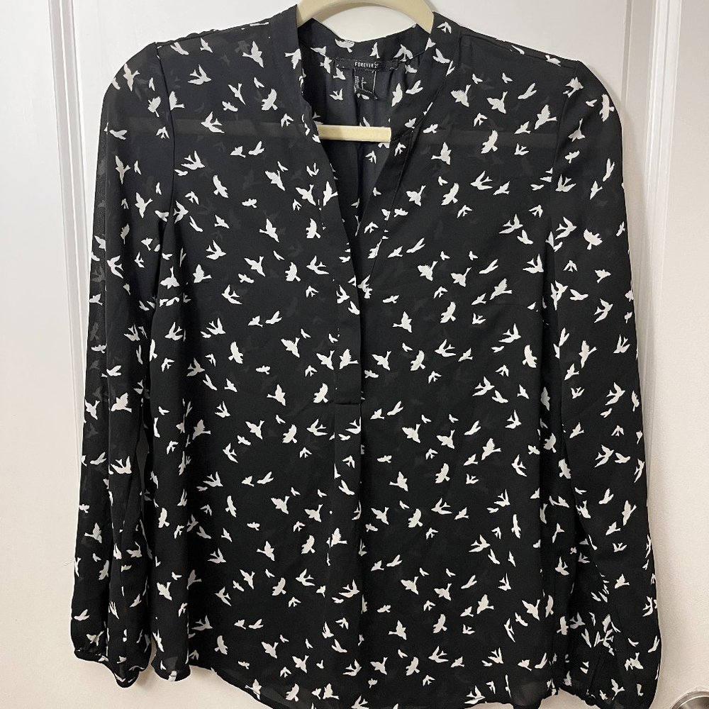 Forever 21 Blouse (Black/White)